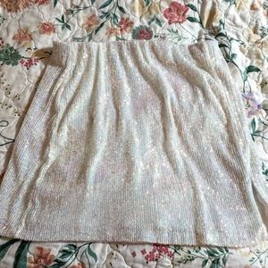 Sparkly white mini skirt